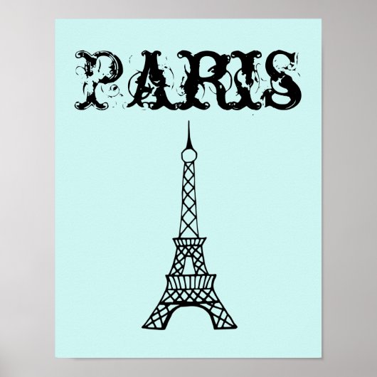 Poster d'art mural Aqua Black Tour Eiffel Imprimer (Devant)