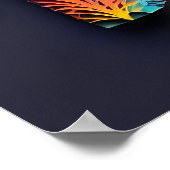 Poster d'art mural de coupe de papier éléphant (Coin)