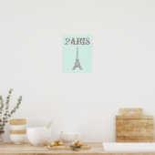 Poster d'art mural de la Tour Eiffel vert Mint Imp (Cuisine)