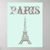 Poster d'art mural de la Tour Eiffel vert Mint Imp (Devant)