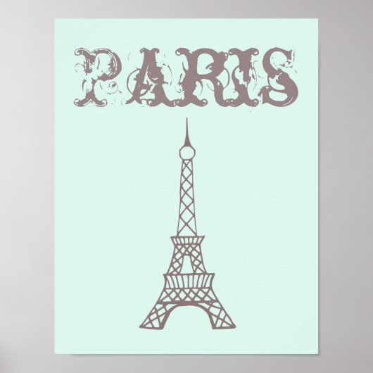 Poster d'art mural de la Tour Eiffel vert Mint Imp (Devant)
