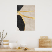 Poster d'art mural de lignes d'or géométriques Abs (Cuisine)