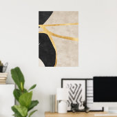 Poster d'art mural de lignes d'or géométriques Abs (Bureau à domicile)