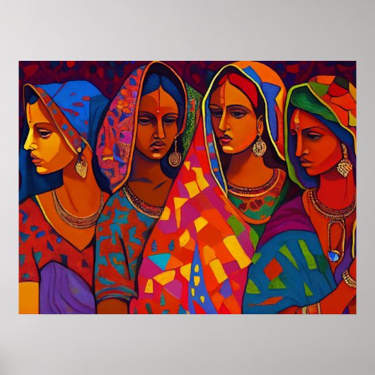 Poster d'art mural des femmes du Rajasthan (Devant)