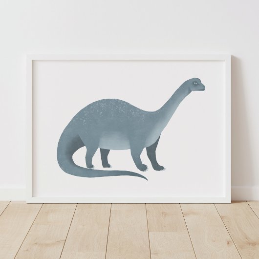 Poster d'art mural Dinosaur Brontosaurus bleu