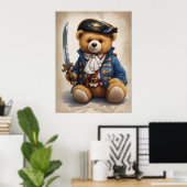 Poster d'art mural d'une ours en peluche Pirate (Bureau à domicile)