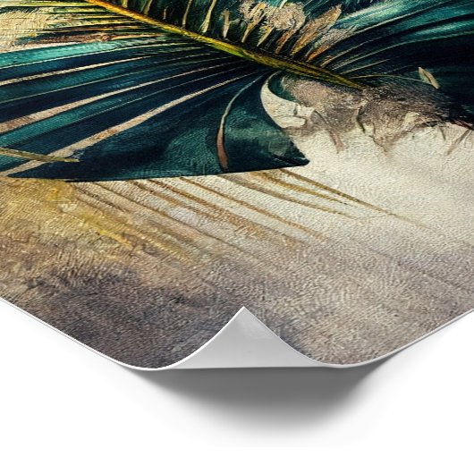 Poster d'art mural exotique, Feuille de palme exot (Coin)