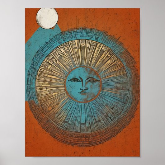 Poster d'art mural imprimable Boho Sun Moon (Devant)