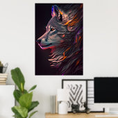 Poster d'art mural loup Abstrait (Bureau à domicile)