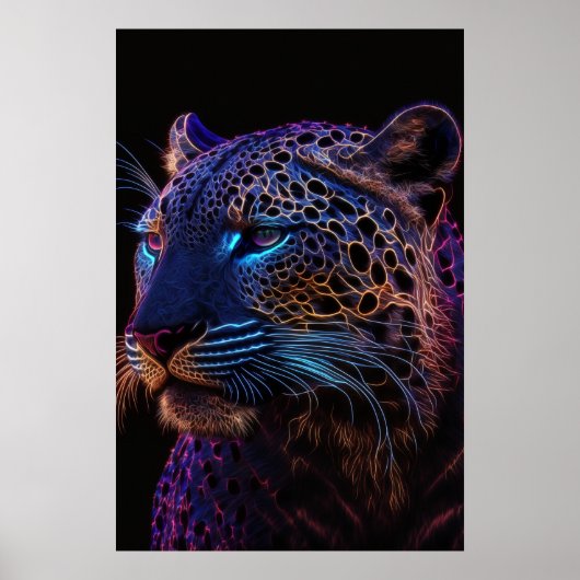 Poster d'art mural Neon Leopard (Devant)