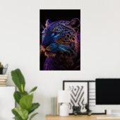 Poster d'art mural Neon Leopard (Bureau à domicile)