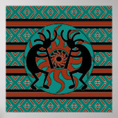 Poster d'art mural Turquoise Kokopelli Sud-Ouest (Devant)