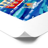 Poster d'art : nageurs, phoques et voiles. (Coin)