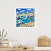 Poster d'art : nageurs, phoques et voiles. (Cuisine)