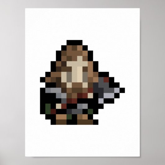 Poster d'art nain 8 bits 16x16 pixels (Devant)