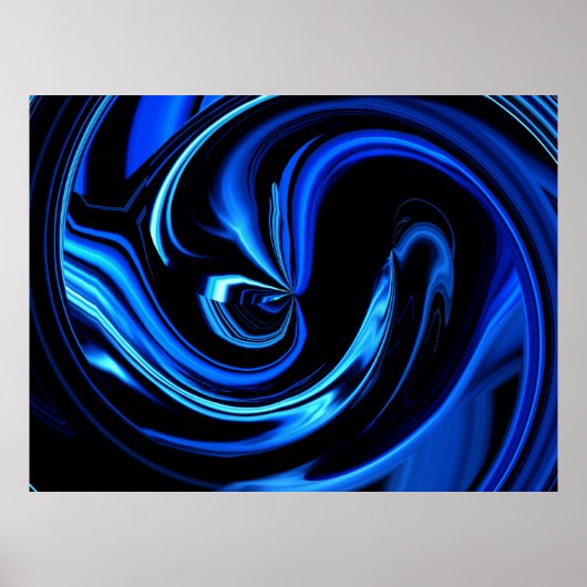 Poster d'art noir et bleu Abstrait (Devant)