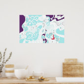 Poster d'art numérique Abstrait "Turquoise Space" (Cuisine)