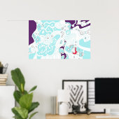 Poster d'art numérique Abstrait "Turquoise Space" (Bureau à domicile)