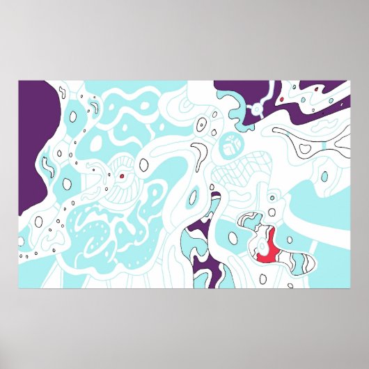 Poster d'art numérique Abstrait "Turquoise Space" (Devant)