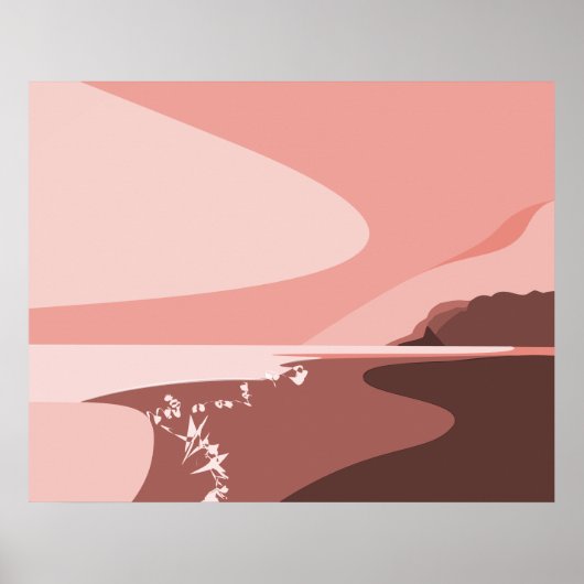 Poster d'Art numérique de plage rose féminin (Devant)