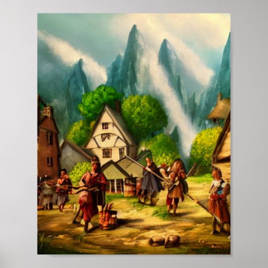 Poster d'Art numérique du village mignon #01 (Devant)