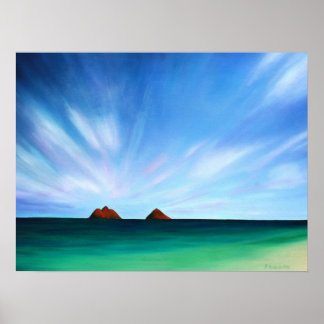 Poster d'art océanique Hawaii Mokulua Islands Impr