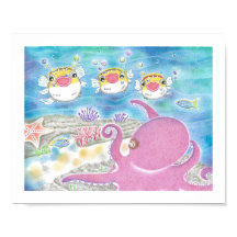 Poster d'art Octopus Porcupinefish