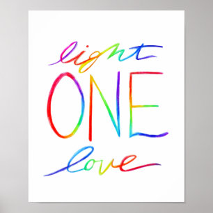 Poster d'art One Love & Light Inspirational Words