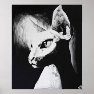 Poster d'art original de Sphynx Cat Feline