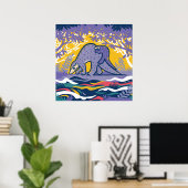 Poster d'art Pangolin (violet) (Bureau à domicile)