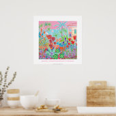 Poster d'art : Patchwork Flowers & Pink Sky (Cuisine)