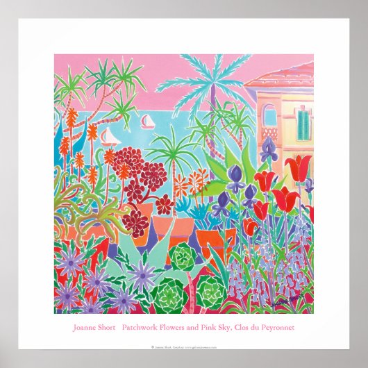 Poster d'art : Patchwork Flowers & Pink Sky (Devant)