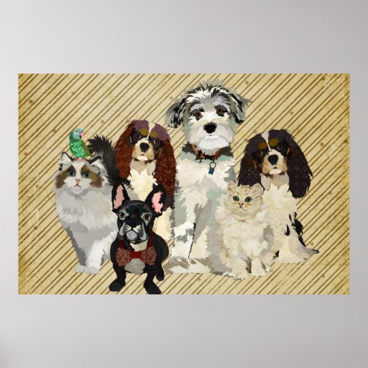 Poster d'art Pâtes, Légumes et Plumes (Devant)