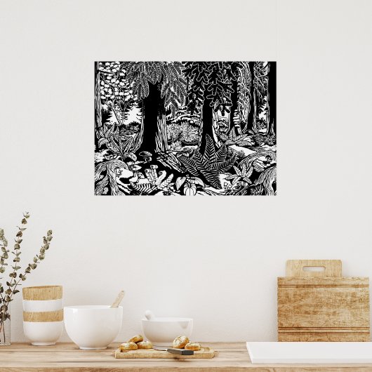 Poster d'art paysager B & W Forest Art Bois Imprim (Cuisine)