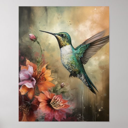 Poster d'art Peinture de colibri (Devant)