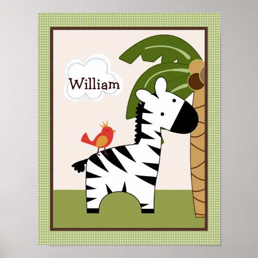Poster d'art personnalisé Jungle Pals Zebra (Devant)