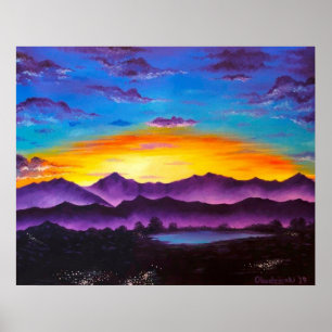 Poster d'art Pittoresque "Arizona Sunset" Montagne