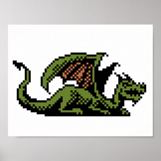 Poster d'art Pixel 8 bits Dragon (Devant)