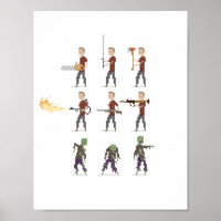 Poster d'art Pixel 8 bits Zombie Apocalypse
