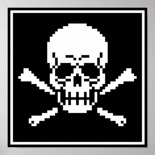 Poster D'Art Pixel À 8 Bits Crâne Et Crossbones (Devant)