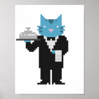 Poster d'art Pixel Chat Waiter