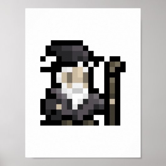 Poster d'art Pixel de 16x16 Sprite Wizard 8 bits (Devant)