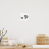 Poster D'Art Pixel De Mère Et Bébé Eléphant (Cuisine)