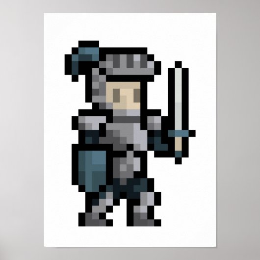 Poster d'art Pixel Knight 8 bits (Devant)