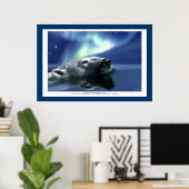 Poster d'art POLAR BEAR & AURORA (Bureau à domicile)