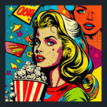 Poster d'Art Pop - All American Girl With PopCorn<br><div class="desc">Jazz up your space avec ce poster inspiré de Pop Art.</div>