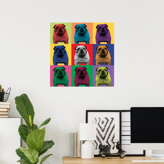 Poster d'Art Pop Bulldog (Bureau à domicile)