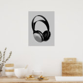 Poster d'art pop casque en niveaux de gris Imprime (Cuisine)
