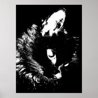 Poster d'art Pop de chat noir Imprimer - Poster de