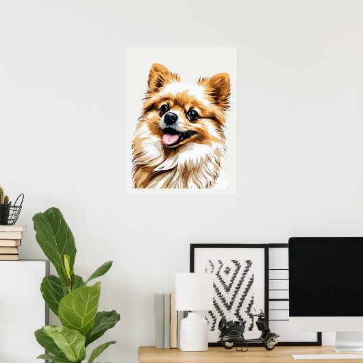Poster d'art pop de Chien Poméranie (Bureau à domicile)